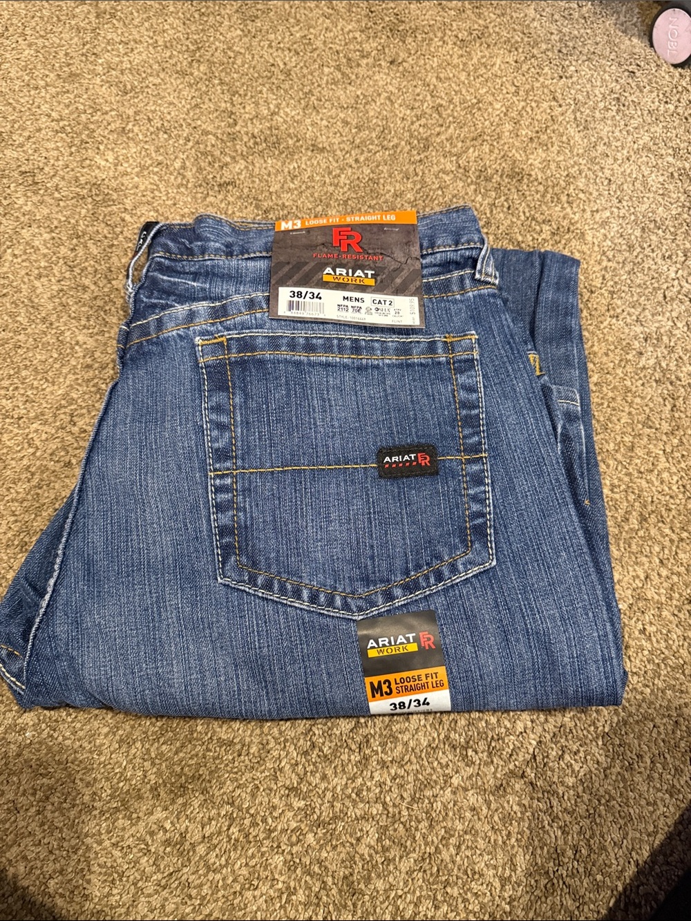 Ariat FR M3 Men's Medium Blue Relaxed Straight-Leg Jeans